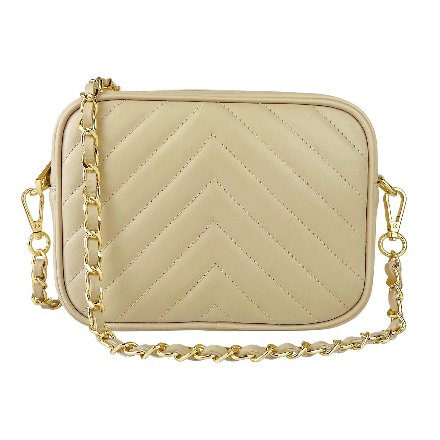 Borsa Donna a Tracolla, In Vera Pelle Trapuntata, Made in Italy, Modello Lola