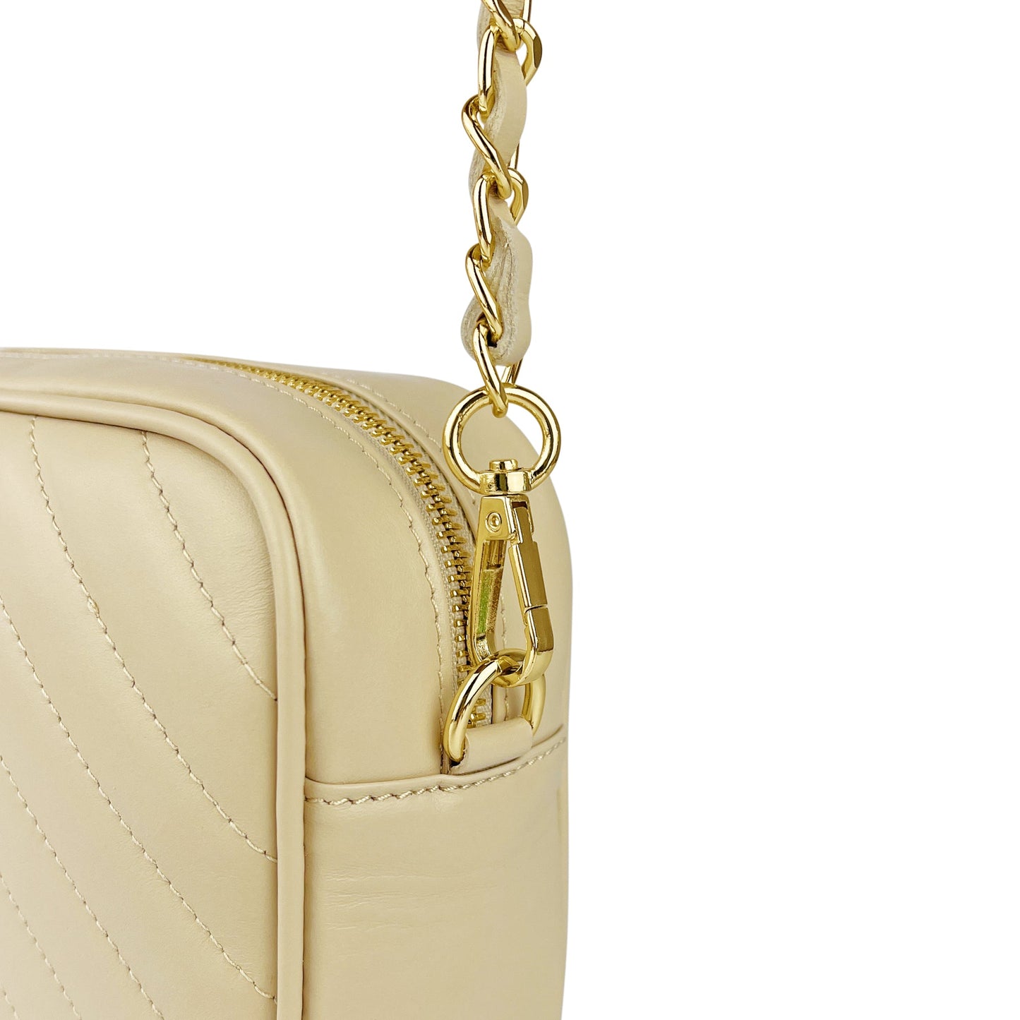 Borsa Donna a Tracolla, In Vera Pelle Trapuntata, Made in Italy, Modello Lola