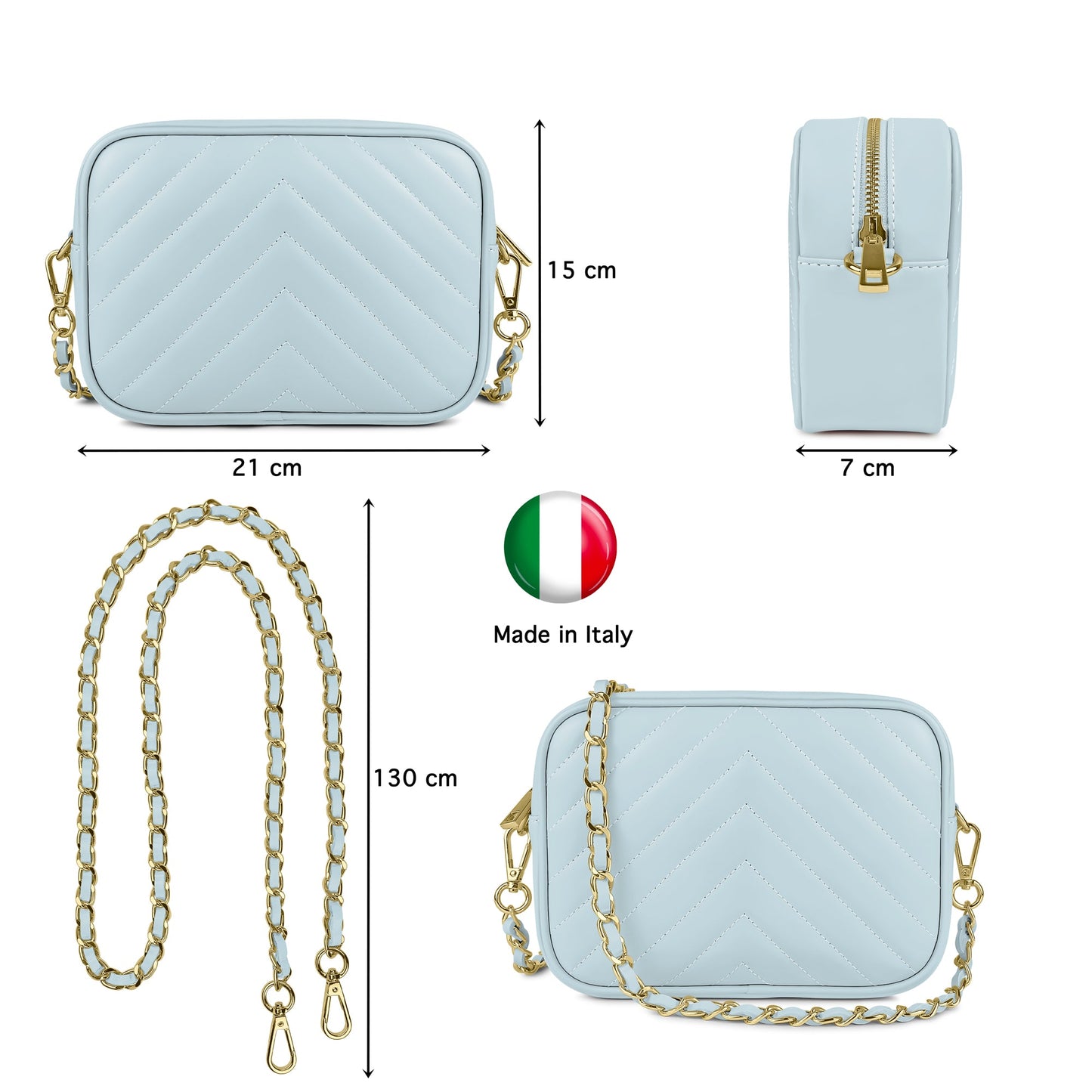 Borsa Donna a Tracolla, In Vera Pelle Trapuntata, Made in Italy, Modello Lola