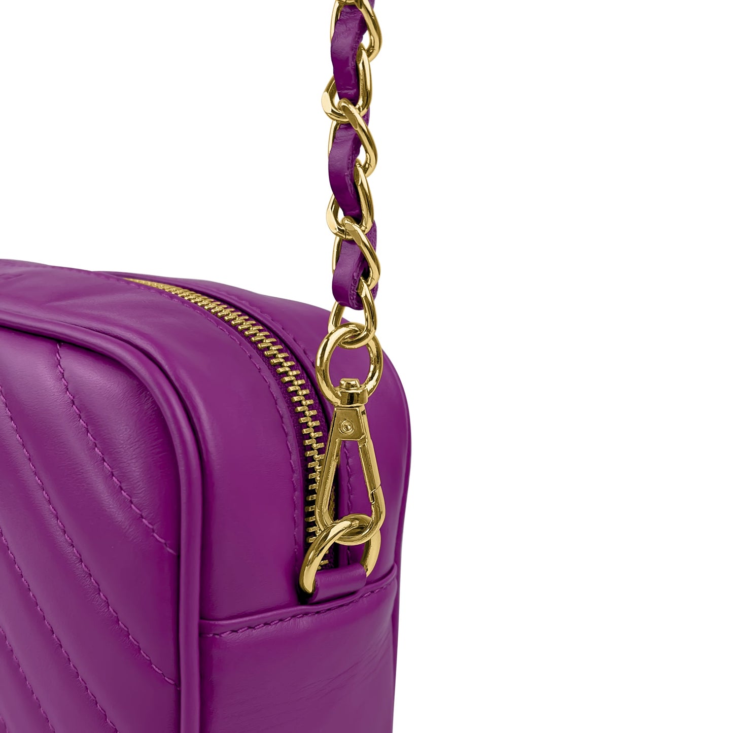 Borsa Donna a Tracolla, In Vera Pelle Trapuntata, Made in Italy, Modello Lola